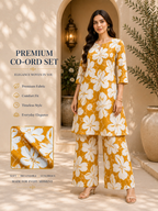 Women's Premium Floral Co-Ord Set | Elegant Comfort Fit | Yellow Blossom Print