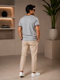 Premium Grey Contrast Rib T-Shirt | ZAYDANS