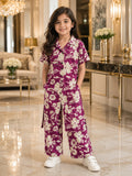 Girls Floral Co-Ord Set – Premium Knee Length Shirt & Wide Leg Pants