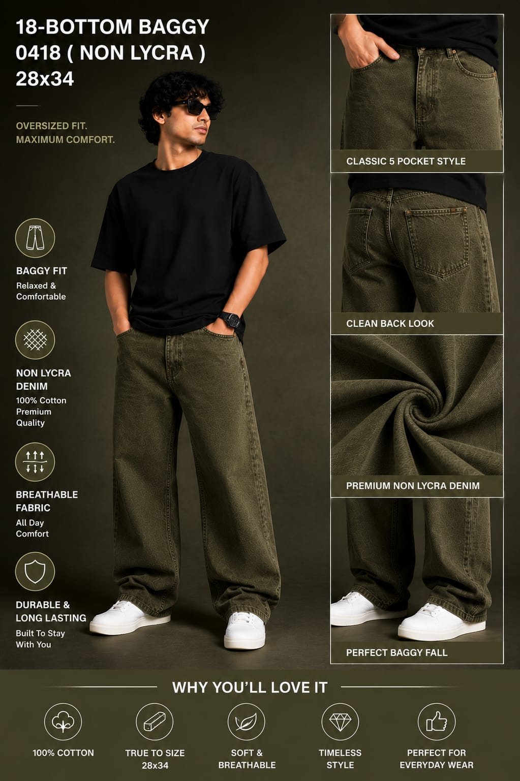 Premium  Baggy Jeans – Non Lycra Denim | Oversized Fit